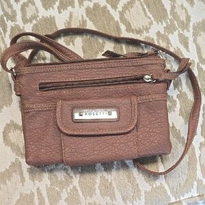 Rosetti Brown Crossbody Bag with Textured Finish and Sleek Design